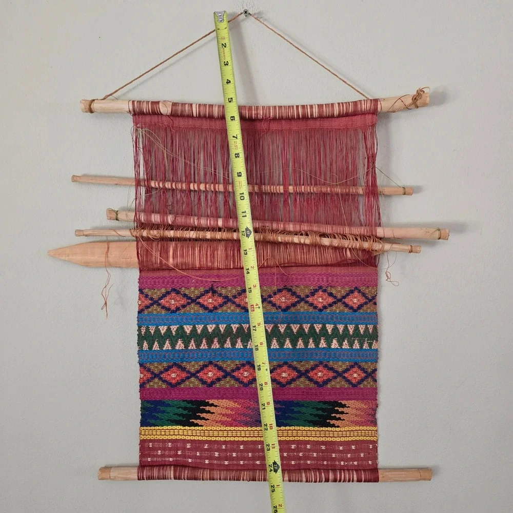 VBI Inc Guatemalan Handwoven Backstrap Loom Textile Wall Hanging Art